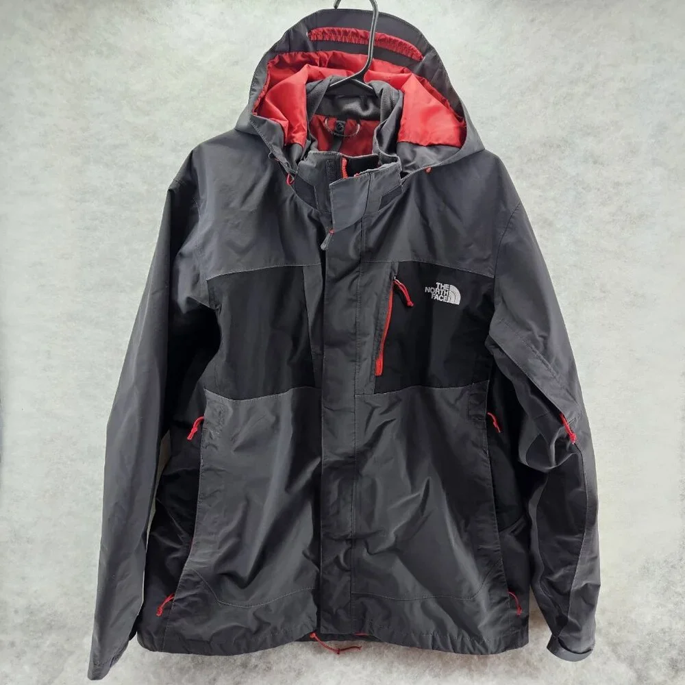 The North Face Men's Hyvent Black Gray Zip Up Hooded Jacket Coat XL SHELL ONLY - Picture 1 of 14